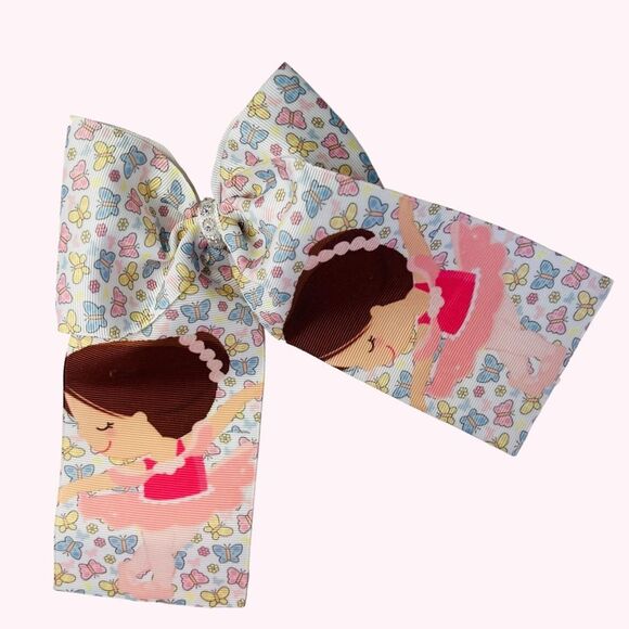 BALLERINAS CHEER HAIR BOW for Girls Alligator Clips Handmade New - Picture 2 of 2